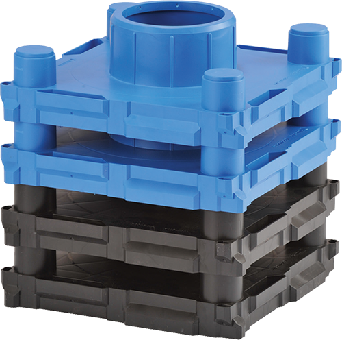 paredes de extremidade de plástico empilhadas