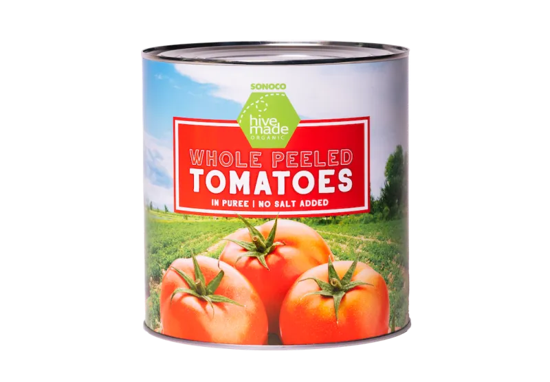 Lata de metal grande para tomates